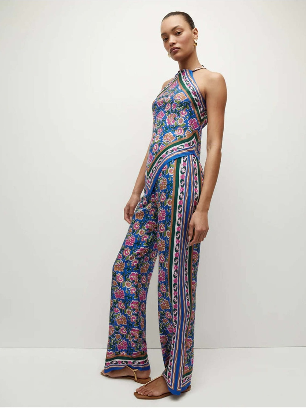 Veronica Beard Raphael halter top & Grigore pants silk in sarong floral set XS